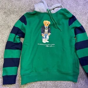 Men’s Polo Ralph Lauren Green Polo Bear Hoodie, Size Large